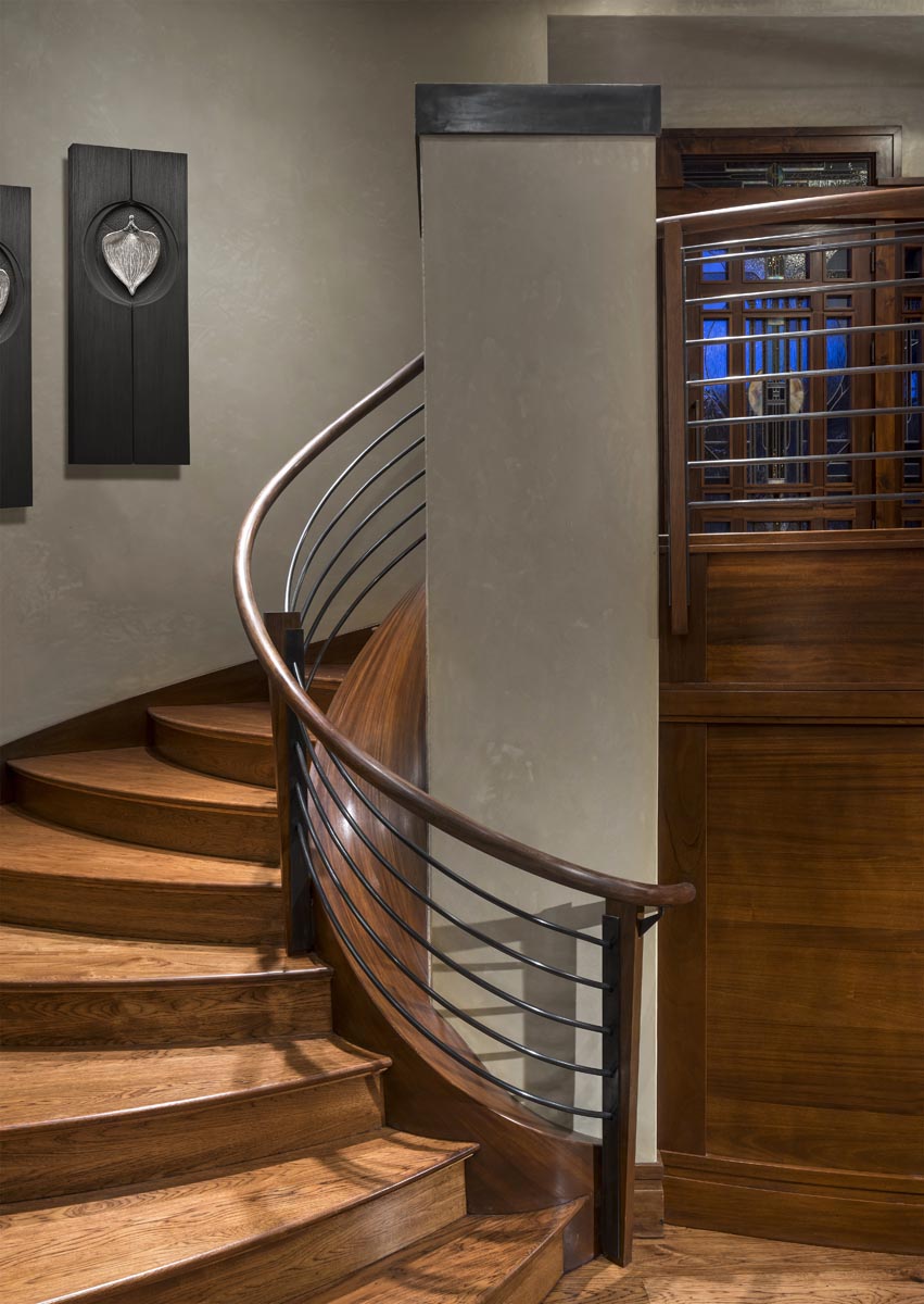 Wooden Stairs with Custom metal railing